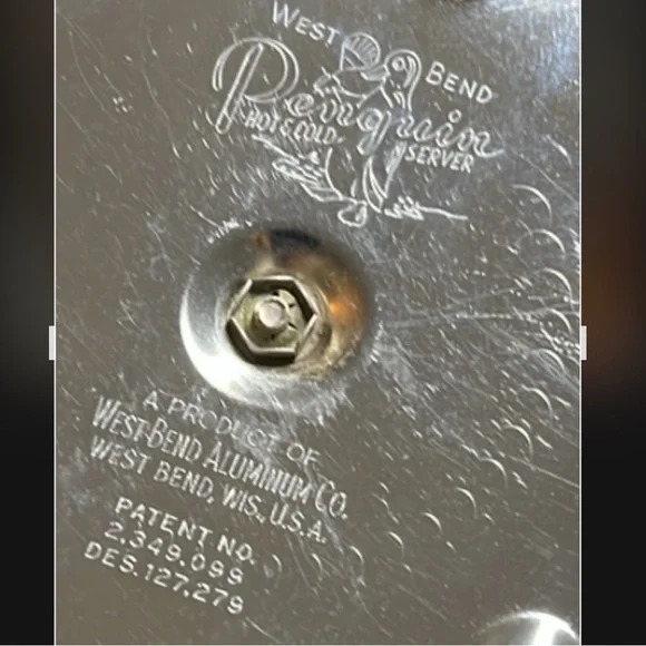 Vintage West Bend Aluminum Penguin Hot & Cold Server Made in USA